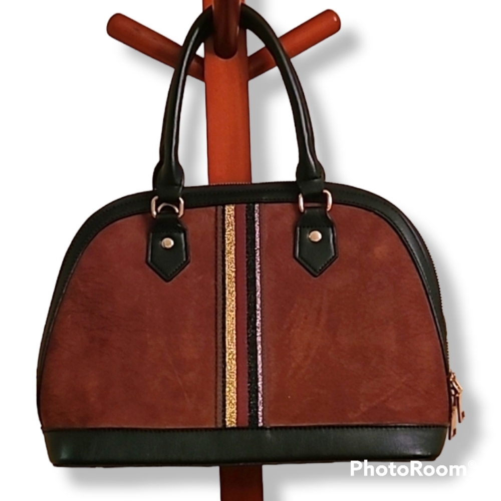 Sondra Roberts Brown Shoulder Bowler Bag